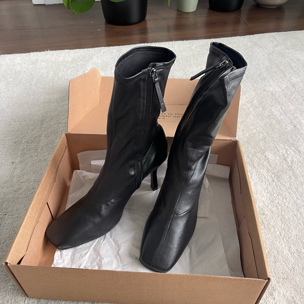 Sleek Black Heeled Ankle Boots Reformation size 11